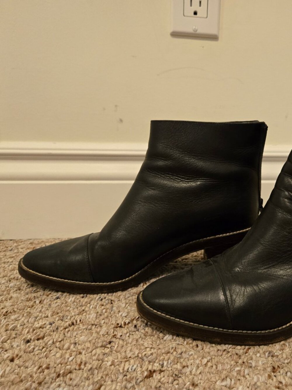 Black Waterproof Cole Haan Ankle Boots with block heel, zipper back - Size 8